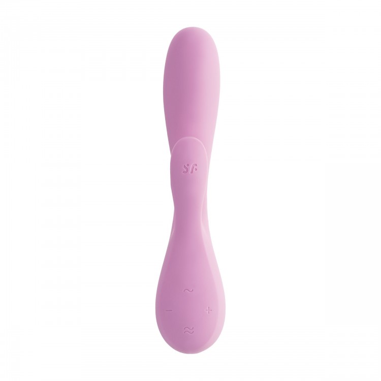 Розовый вибратор-кролик Satisfyer Mono Flex с управлением через приложение - 20,4 см.