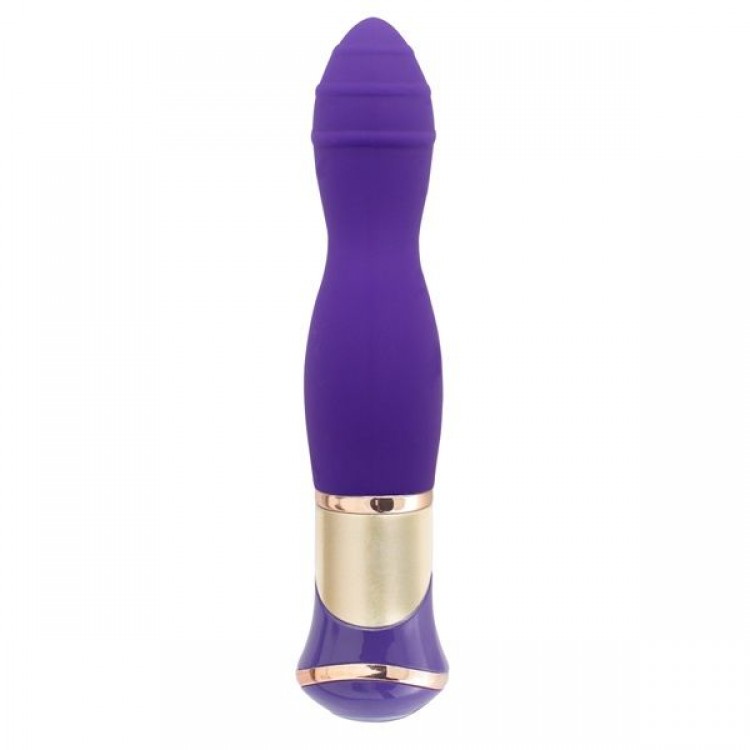 Фиолетовый вибратор с ротацией ECSTASY Deluxe Rippled Vibe - 20 см.