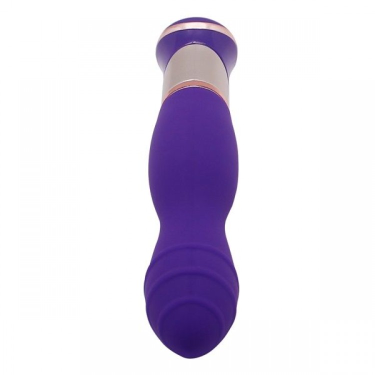 Фиолетовый вибратор с ротацией ECSTASY Deluxe Rippled Vibe - 20 см.