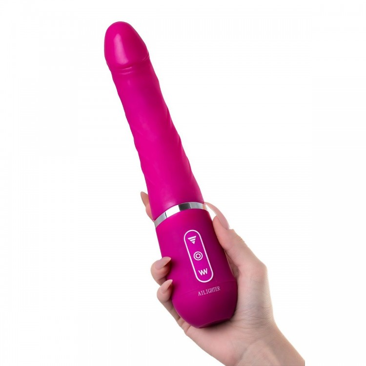 Розовый нереалистичный вибратор Ailighter Smart Telescopic Lover - 27,1 см.