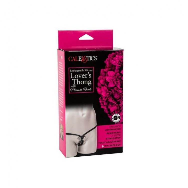 Черные стимулирующие трусики с вибрацией Lovers Thong with Pleasure Beads Черные стимулирующие трусики с вибрацией Lovers Thong with Pleasure Beads