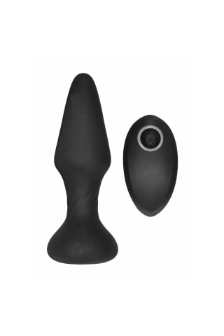 Черный анальный вибромассажер N 81 Rechargeable Remote Controlled Butt Plug - 14 см.