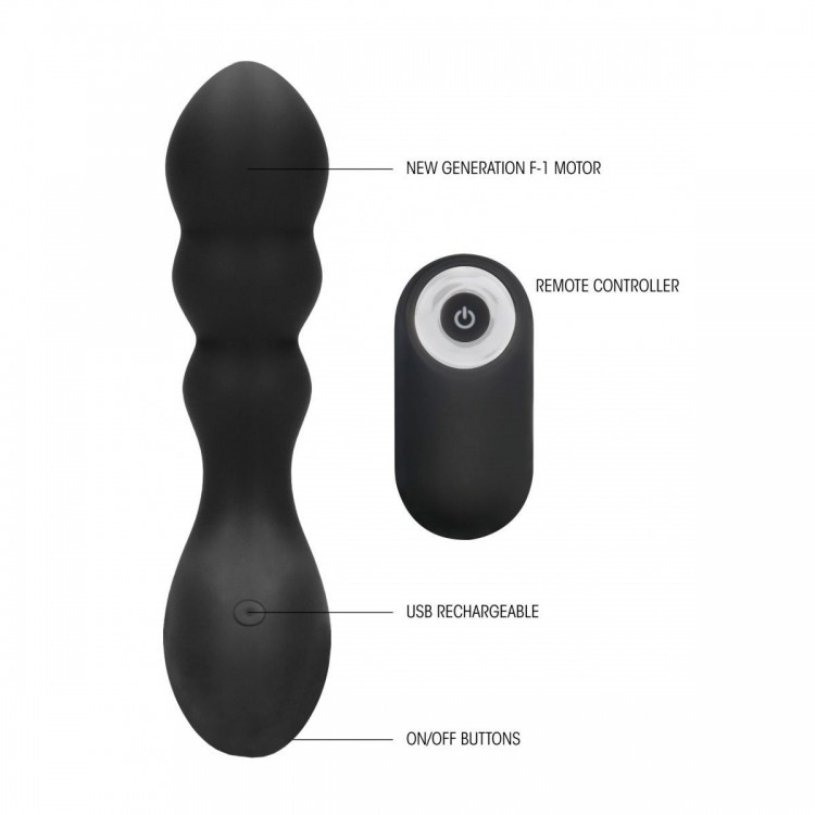 Черный массажер простаты с пультом N 78 Rechargeable Anal Stimulator - 12 см.