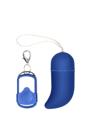 Синее виброяйцо Medium Wireless Vibrating G-Spot Egg с пультом - 7,5 см.