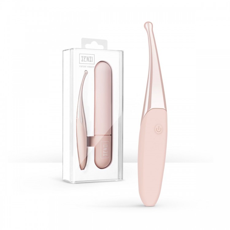 Розовый точечный вибромассажер Senzi Vibrator - 14,7 см.
