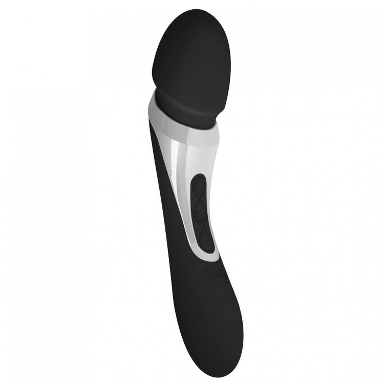 Черный двухсторонний вибромассажер Vibes Wand Vibrator - 22,5 см.
