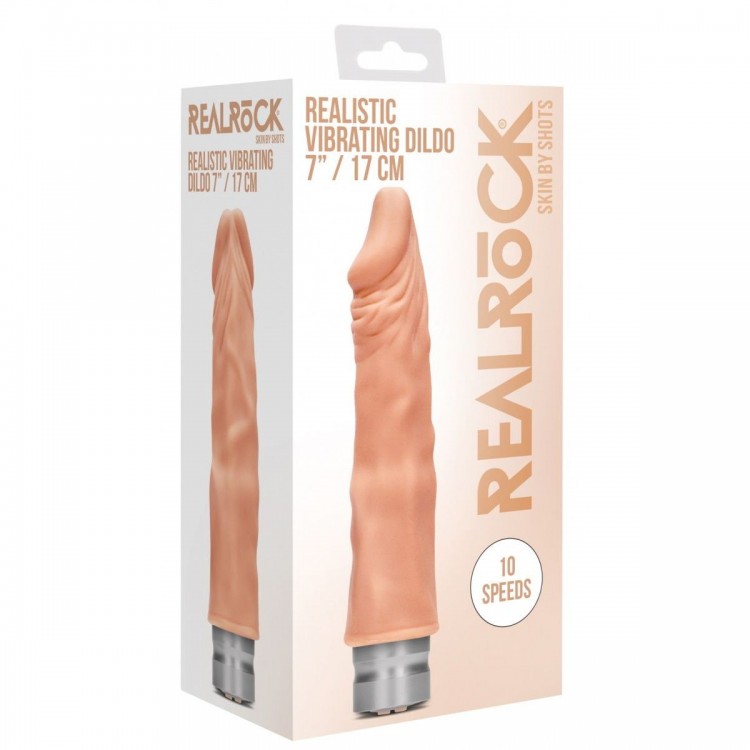 Телесный вибратор-реалистик Vibrating Dildo - 19,5 см.