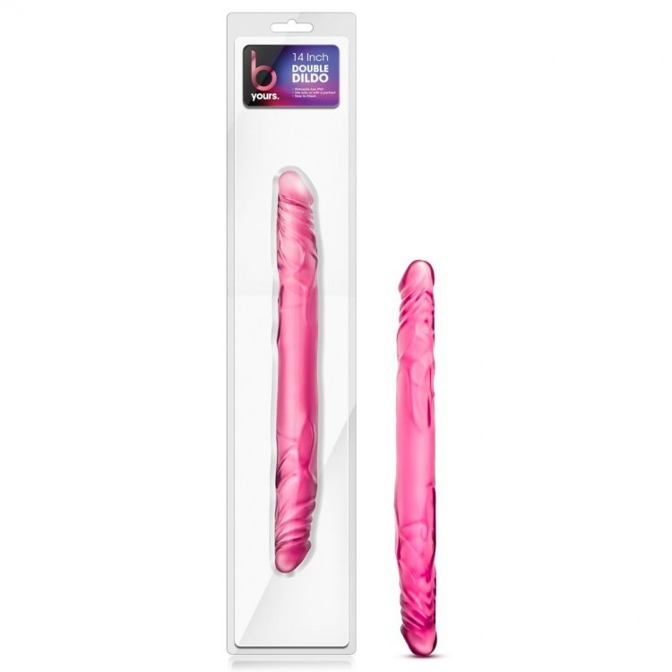 Розовый двусторонний фаллоимитатор 14 Double Dildo - 35,5 см.