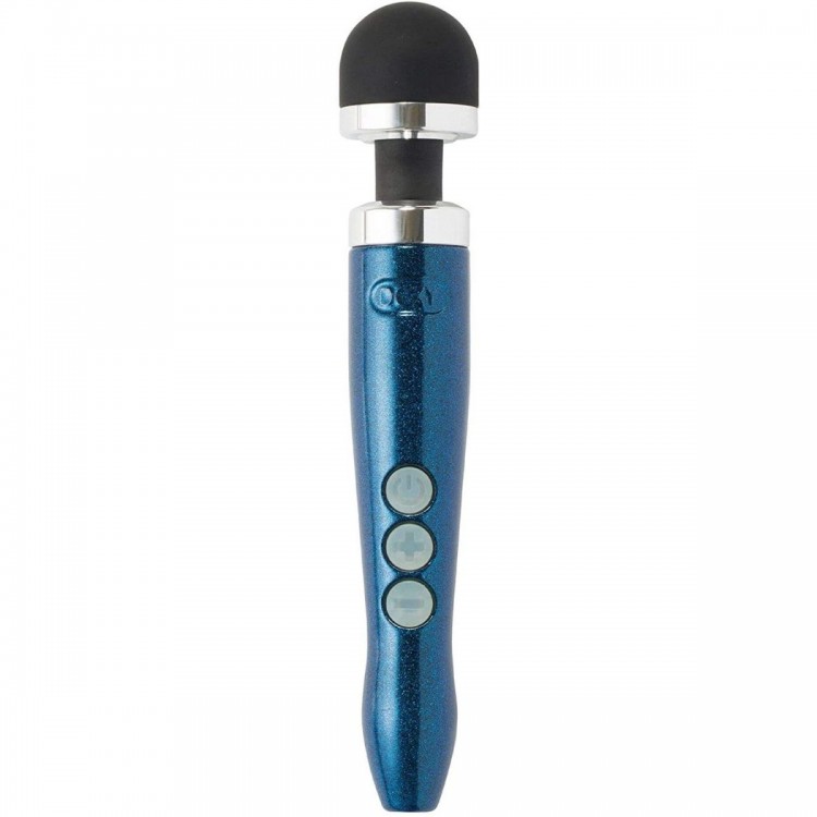 Синий беспроводной вибратор Doxy Die Cast 3R Rechargeable Wand - 28 см.