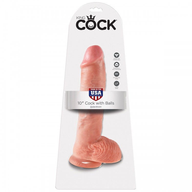 Большой фаллоимитатор с мошонкой 10" Cock with Balls на присоске - 25,4 см.