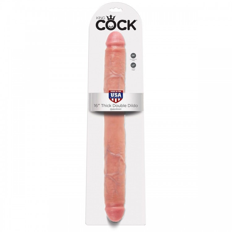 Телесный двусторонний фаллоимитатор 16" Thick Double Dildo - 40,6 см.