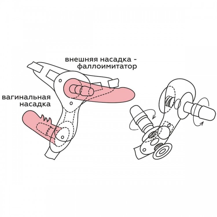 Женский страпон Harness с вагинальной пробочкой - 16,5 см.