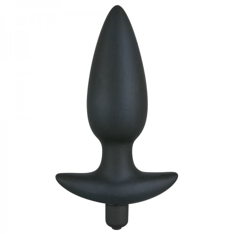Чёрная анальная вибровтулка Black Velvet с 5 скоростями - 12 см.