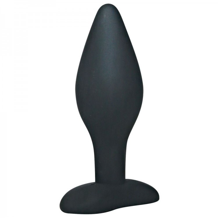 Чёрный анальный стимулятор Silicone Butt Plug Large - 12 см.