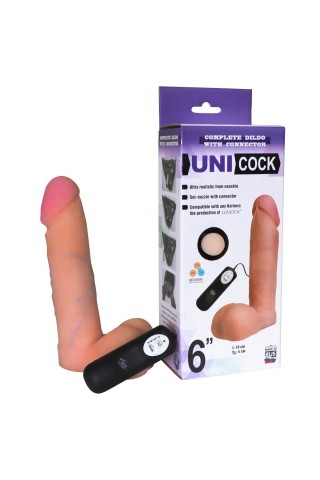 Фаллическая насадка Харнесс UNICOCK 6" с вибрацией - 18 см.