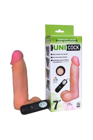 Фаллическая насадка Харнесс UNICOCK 7" с вибрацией - 19 см.