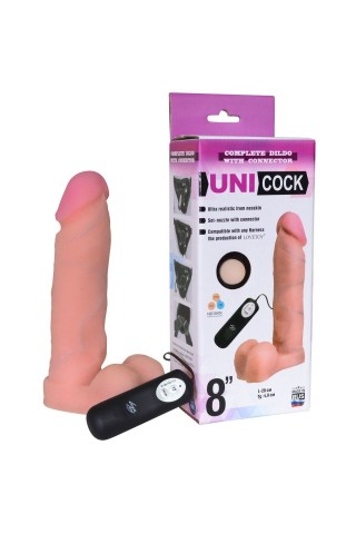 Фаллическая насадка Харнесс UNICOCK 8" с вибрацией - 20 см.