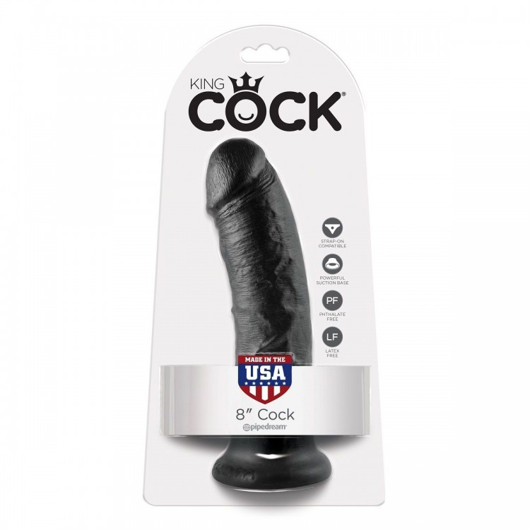 Чёрный фаллоимитатор 8" Cock - 20,3 см.