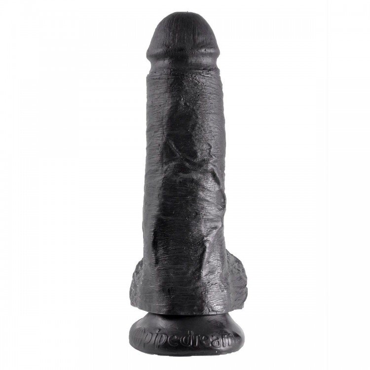 Чёрный фаллоимитатор 8" Cock with Balls - 21,3 см.