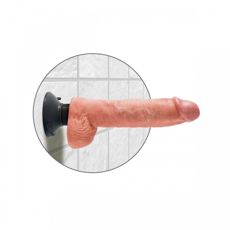 Телесный вибромассажер 10 Vibrating Cock with Balls - 25,4 см.