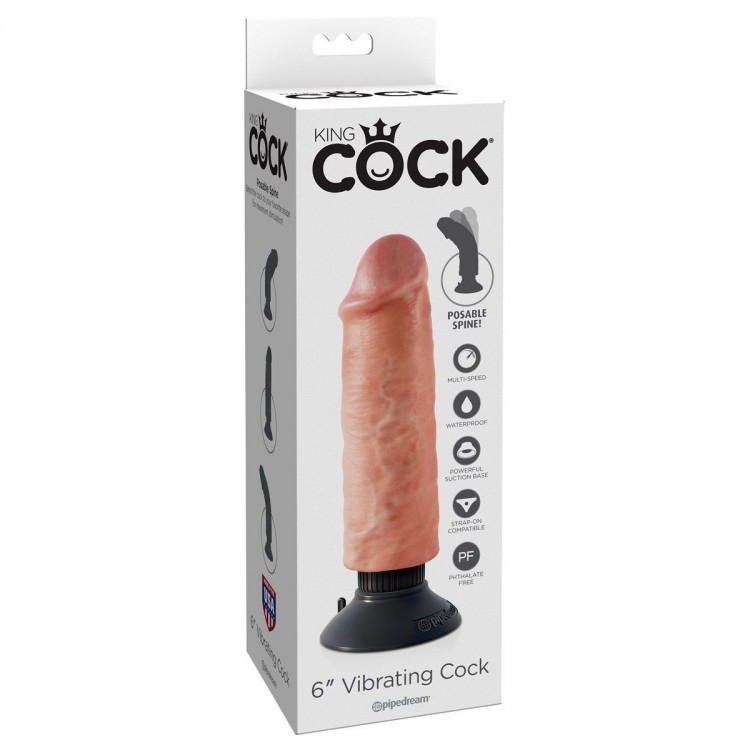 Вибромассажер-реалистик 6 Vibrating Cock - 17,8 см.