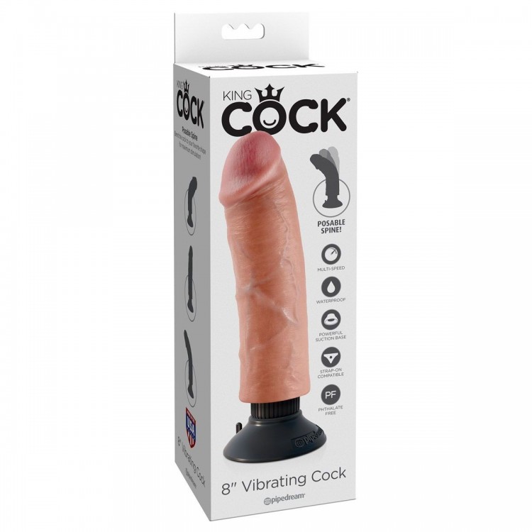 Вибромассажер на присоске 8 Vibrating Cock - 21,6 см.