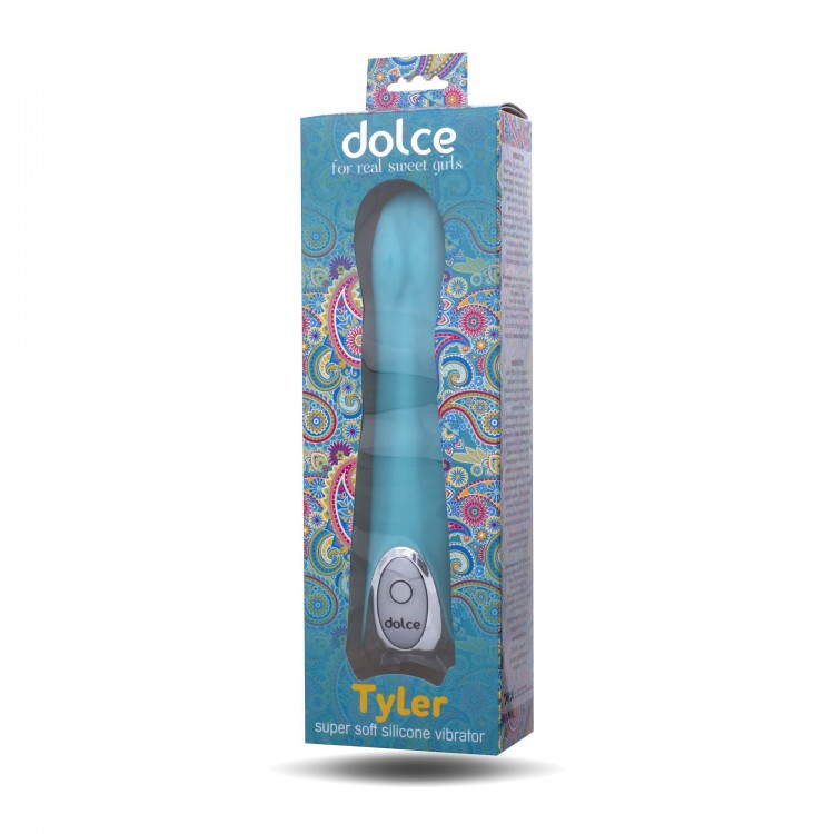 Голубой силиконовый вибратор Dolce Tyler - 16,5 см. Голубой силиконовый вибратор Dolce Tyler - 16,5 см.