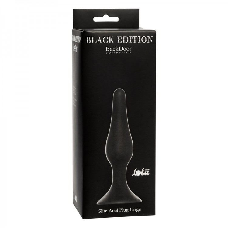 Чёрная анальная пробка Slim Anal Plug Large - 12,5 см.