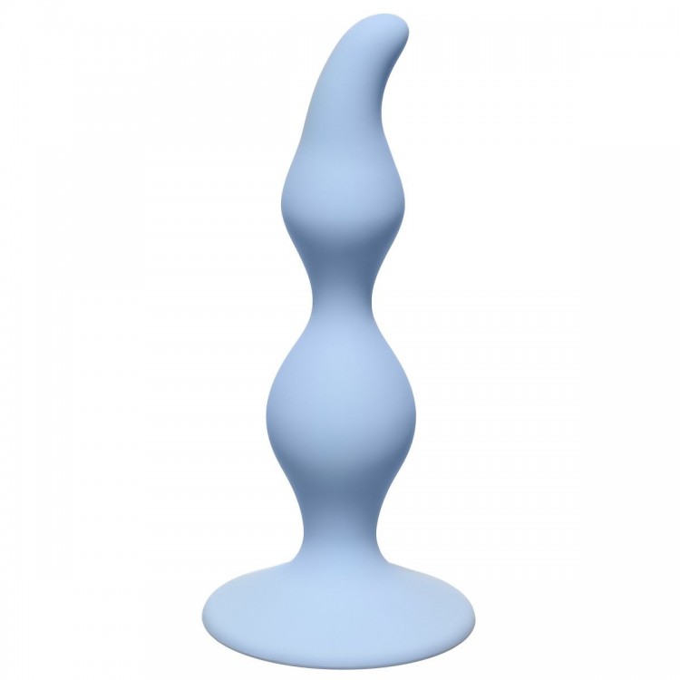 Голубая анальная пробка Curved Anal Plug Blue - 12,5 см.