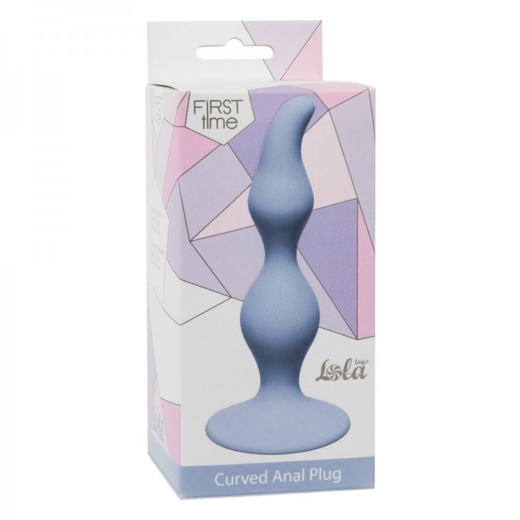 Голубая анальная пробка Curved Anal Plug Blue - 12,5 см.