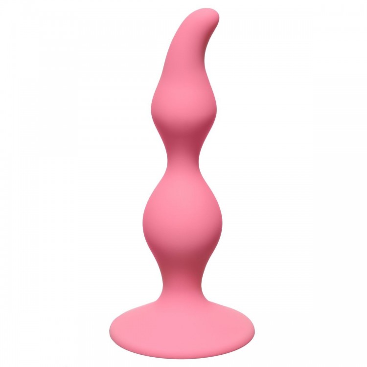 Розовая анальная пробка Curved Anal Plug Pink - 12,5 см.