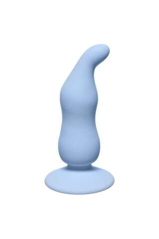 Голубая анальная пробка Waved Anal Plug Blue - 11 см.