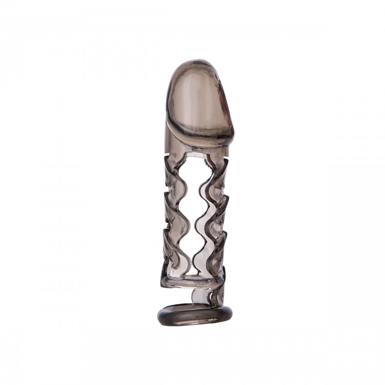 Дымчатая закрытая насадка на пенис ToyFa XLover - 11,5 см.