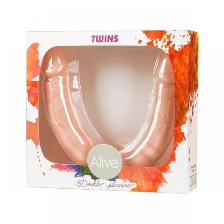 Двухсторонний телесный фаллоимитатор Twins Size M - 30 см.