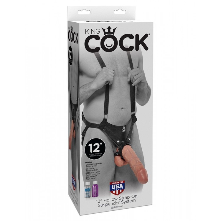 Страпон-система с телесной насадкой 12" Hollow Strap-On Suspender System - 30 см.