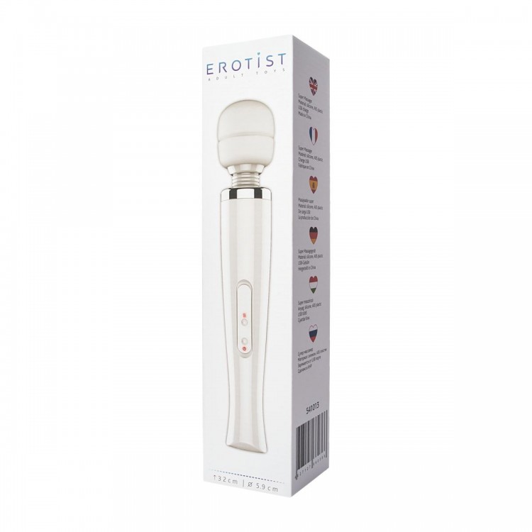 Белый вибратор-жезл Super massager - 32 см.
