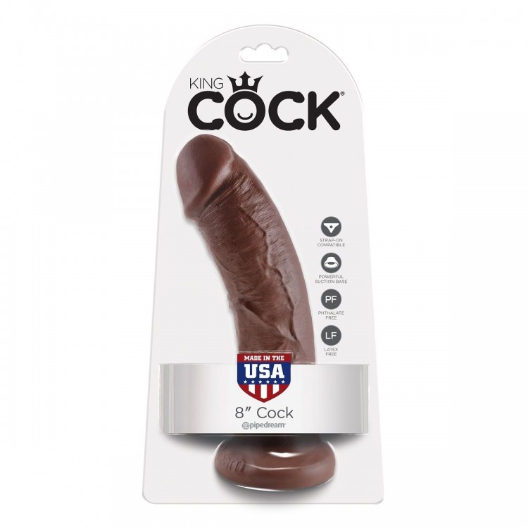 Коричневый фаллоимитатор 8" Cock - 20,3 см.