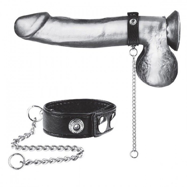 Утяжка на пенис с поводком Snap Cock Ring With 12" Leash