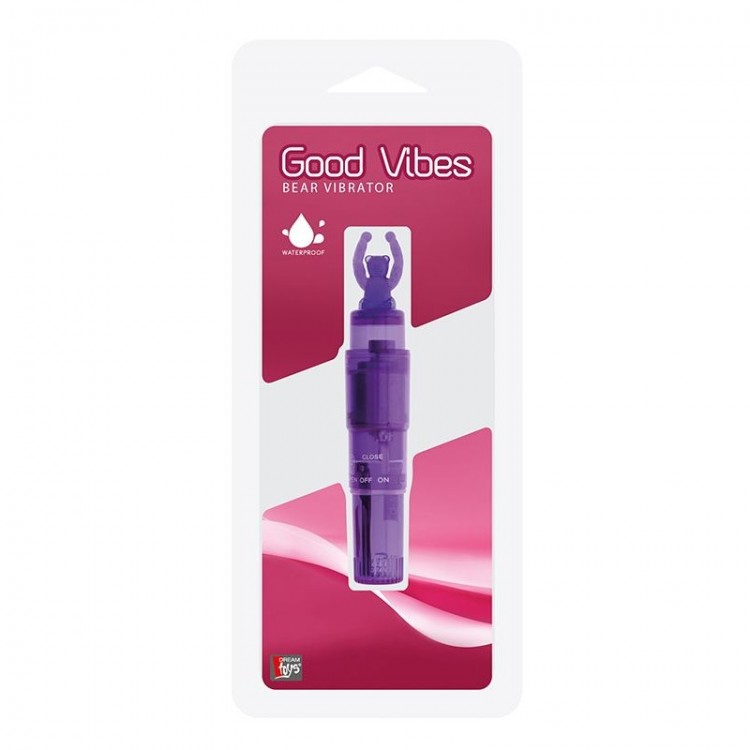 Фиолетовый клиторальный стимулятор-ракета с мишкой GOOD VIBES BEAR VIBRATOR