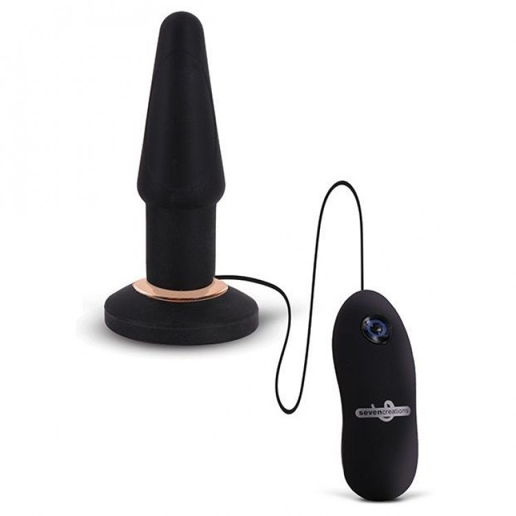 Чёрная анальная вибровтулка APEX BUTT PLUG LARGE BLACK - 15 см.