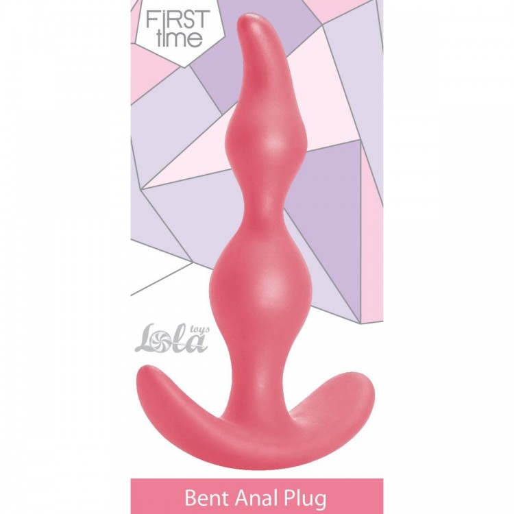 Розовая анальная пробка Bent Anal Plug Black - 13 см.