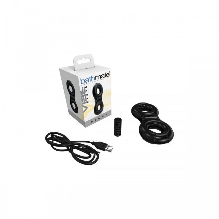 Чёрное эрекционное виброкольцо Eight Чёрное эрекционное виброкольцо Eight