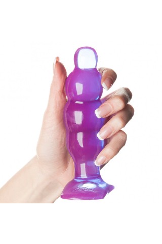 Фиолетовая рельефная анальная пробка SpectraGels Purple Anal Stuffer - 14 см.