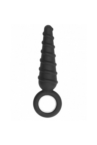 Анальная пробка со спиралью на поверхности No.60 Dildo With Metal Ring - 17,5 см.