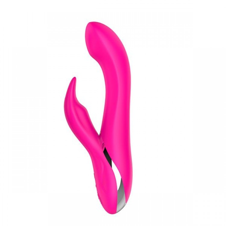Розовый вибратор NAGHI NO.19 RECHARGEABLE DUO VIBRATOR со стимулятором клитора