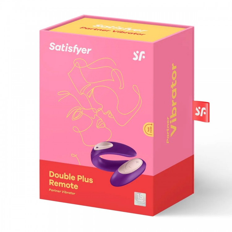 Фиолетовый вибратор для пар Satisfyer Double Plus Remote с пультом ДУ