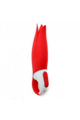 Красный вибратор Satisfyer Power Flower с лепестками - 18,8 см.