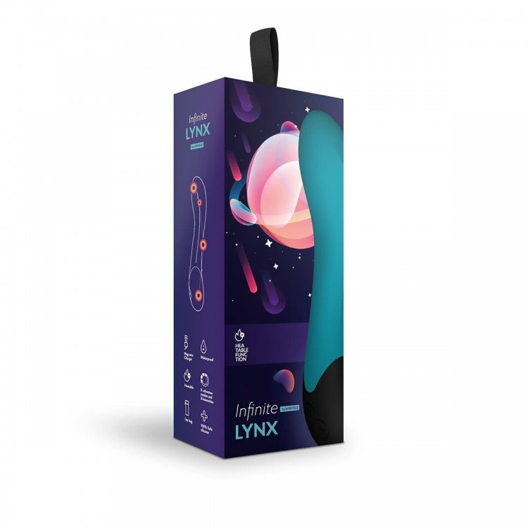 Бирюзовый вибратор Lynx для стимуляции точки G с нагревом - 20,8 см.