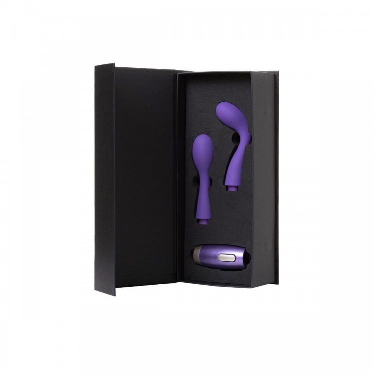 Фиолетовый вибратор Le Stelle PERKS SERIES EX-1 с 2 сменными насадками