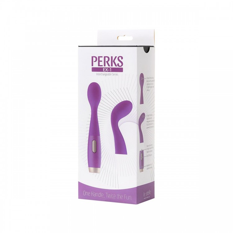 Фиолетовый вибратор Le Stelle PERKS SERIES EX-1 с 2 сменными насадками
